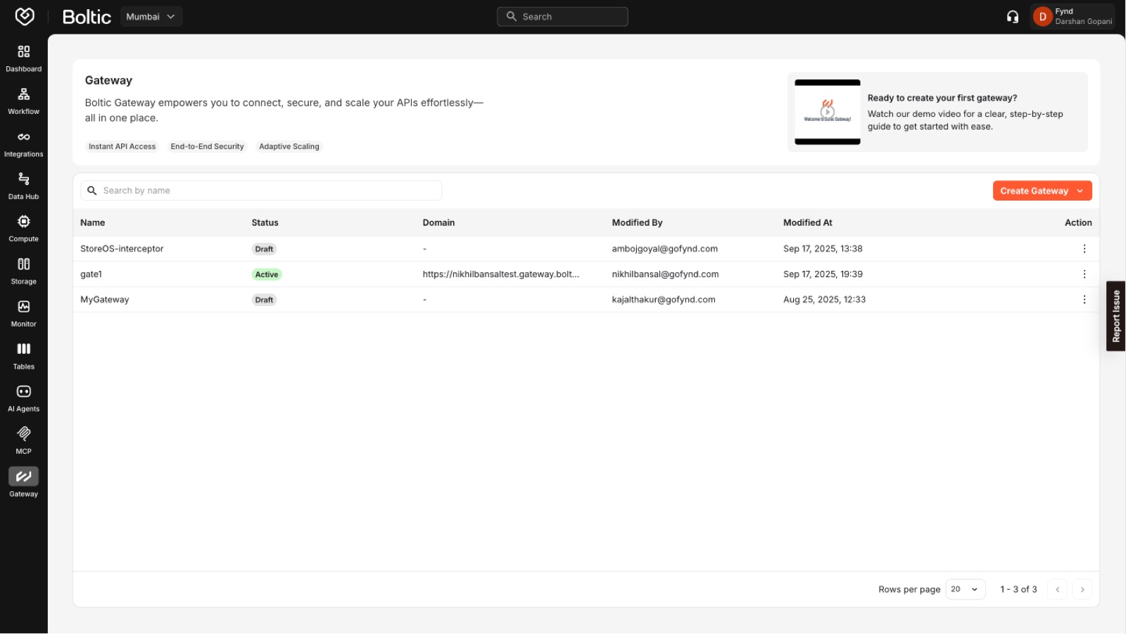 Gateway · API surfaces with end-to-end security and adaptive scaling