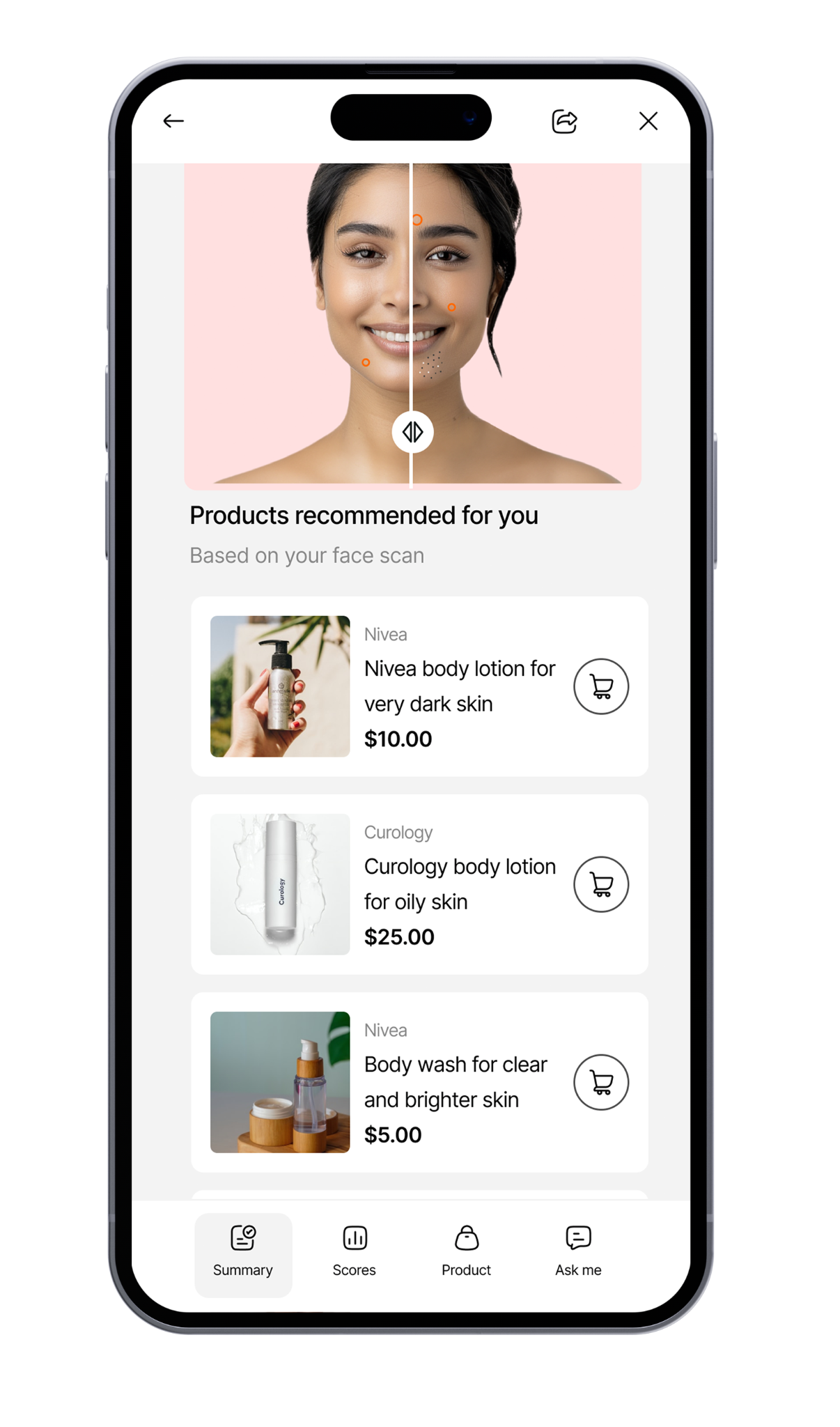 Step 3 · Personalised product routine recommended from brand catalog