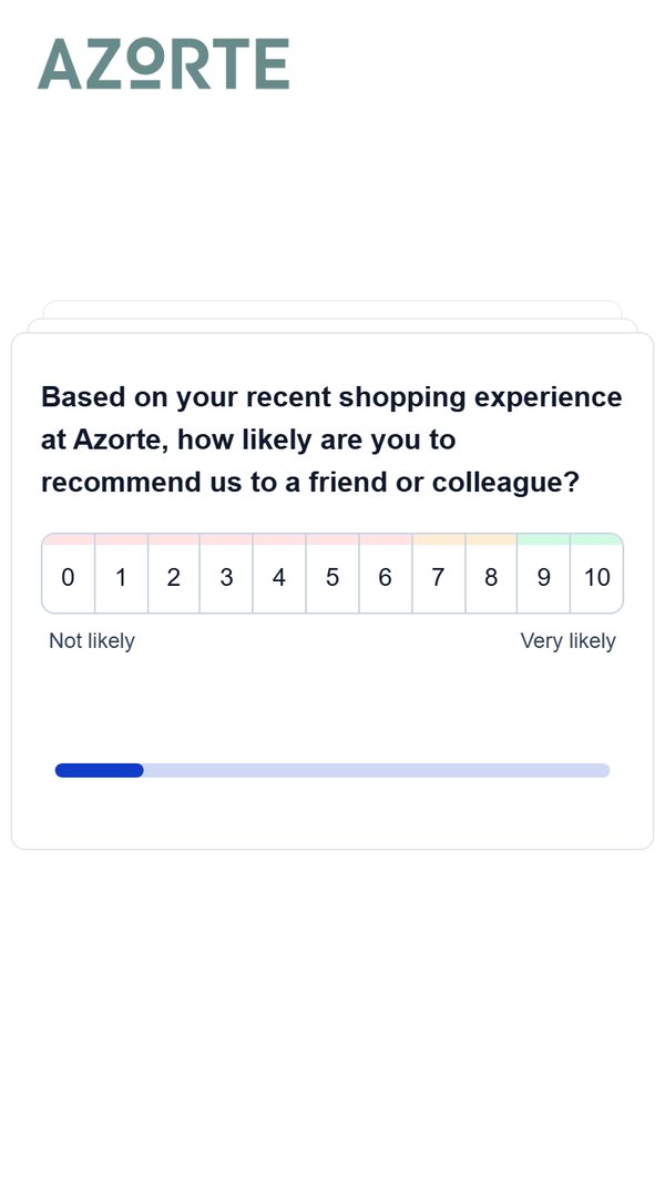 NPS form · 0-10 rating screen