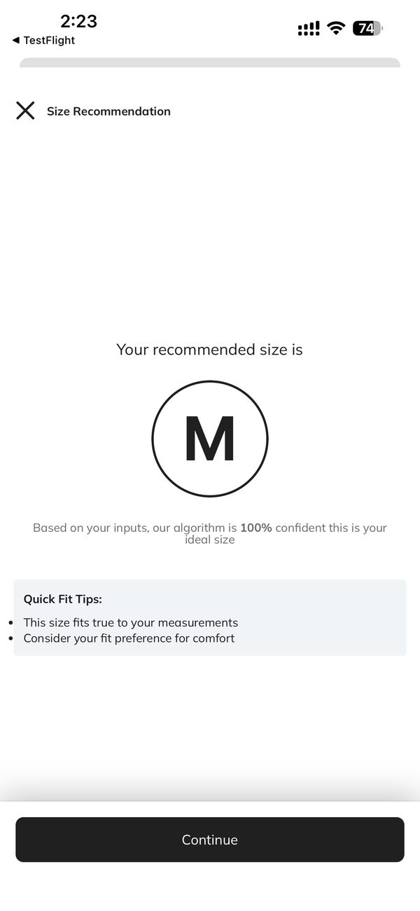 SizeSense · AJIO size recommendation flow